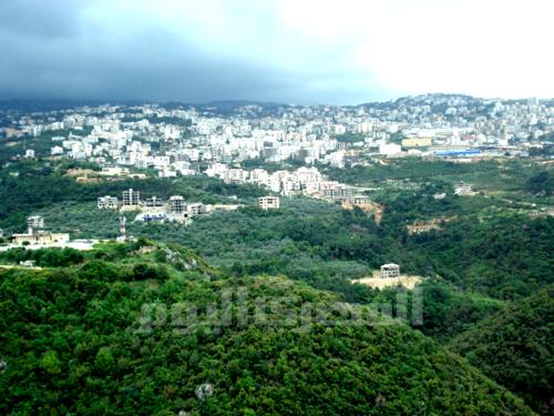 Cable car view of the mountains of Lebanon