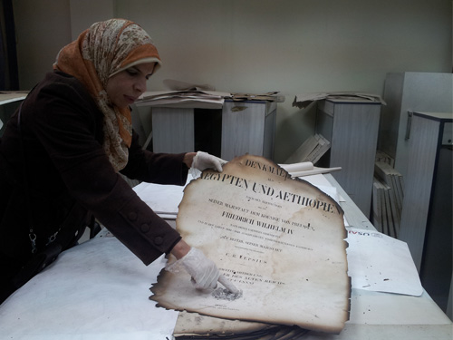 Book restoration at Dar al-Kotob: 