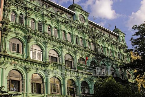 A colonial-style building in Yangon